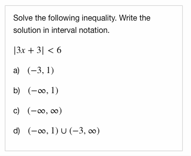 College Algebra assessment